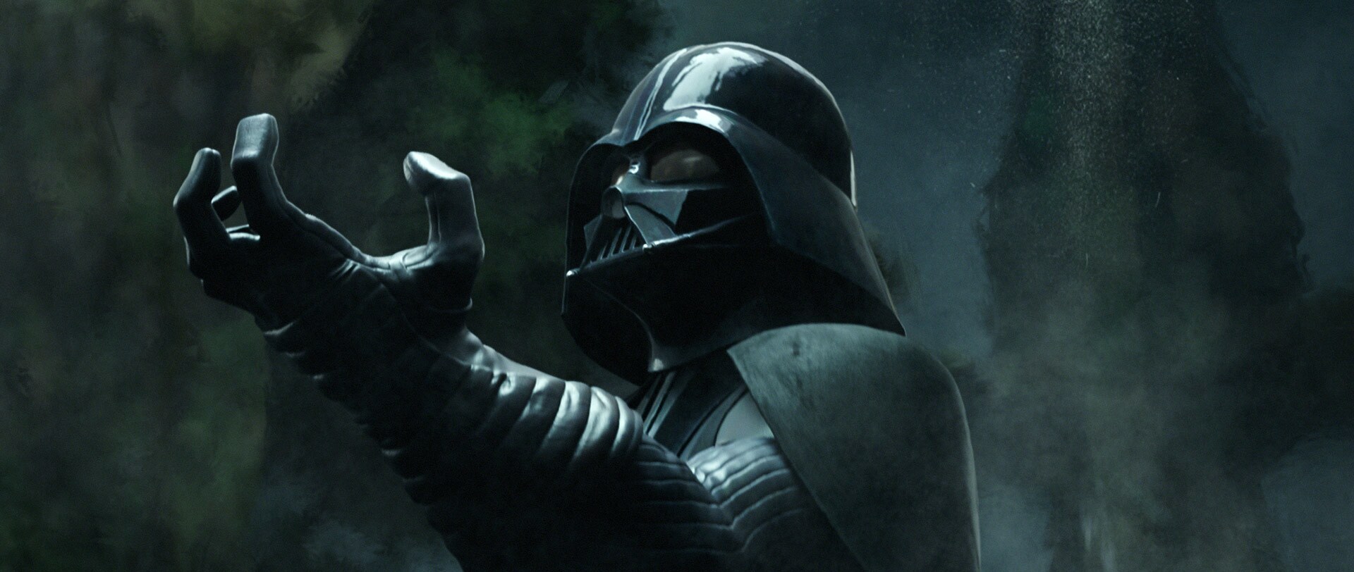 Darth Vader uses the Force to destroy the temple on Janix.