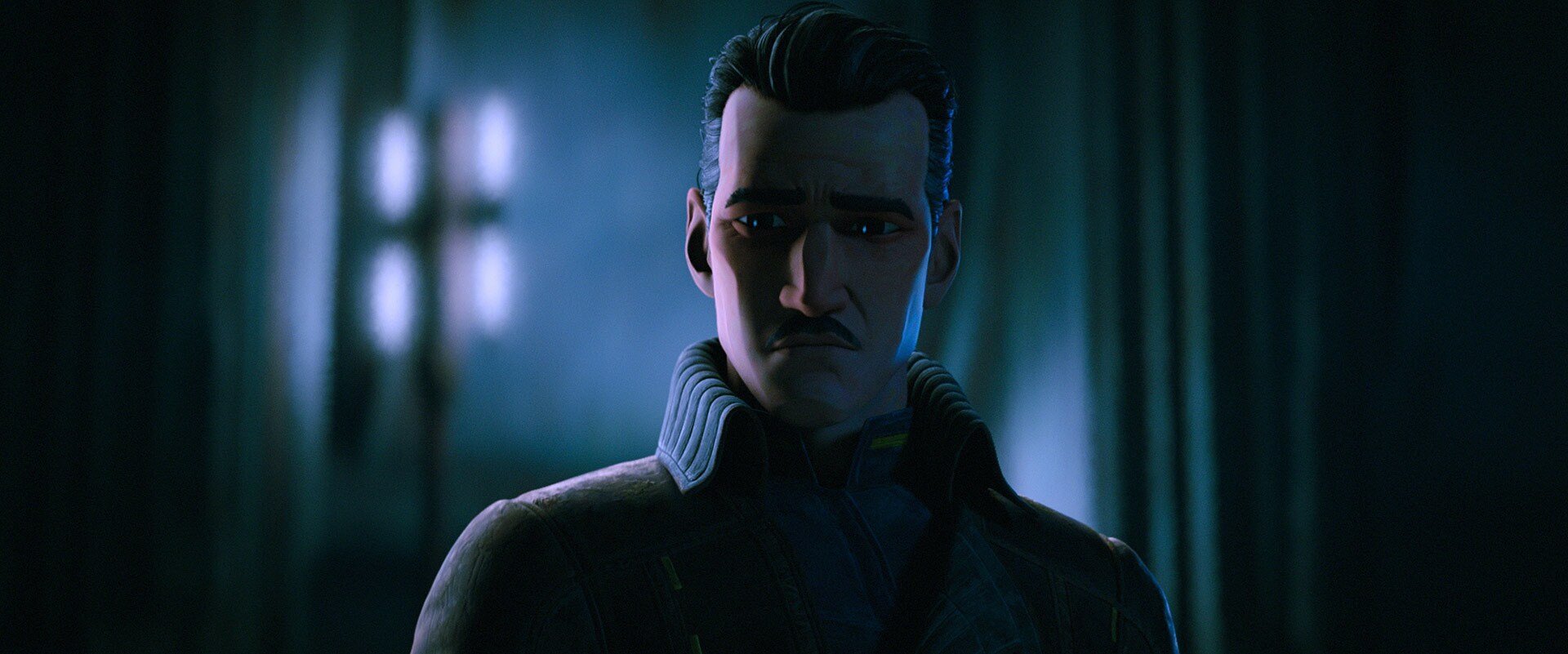A close up of Brander Lawson in Star Wars: Maul - Shadow Lord.