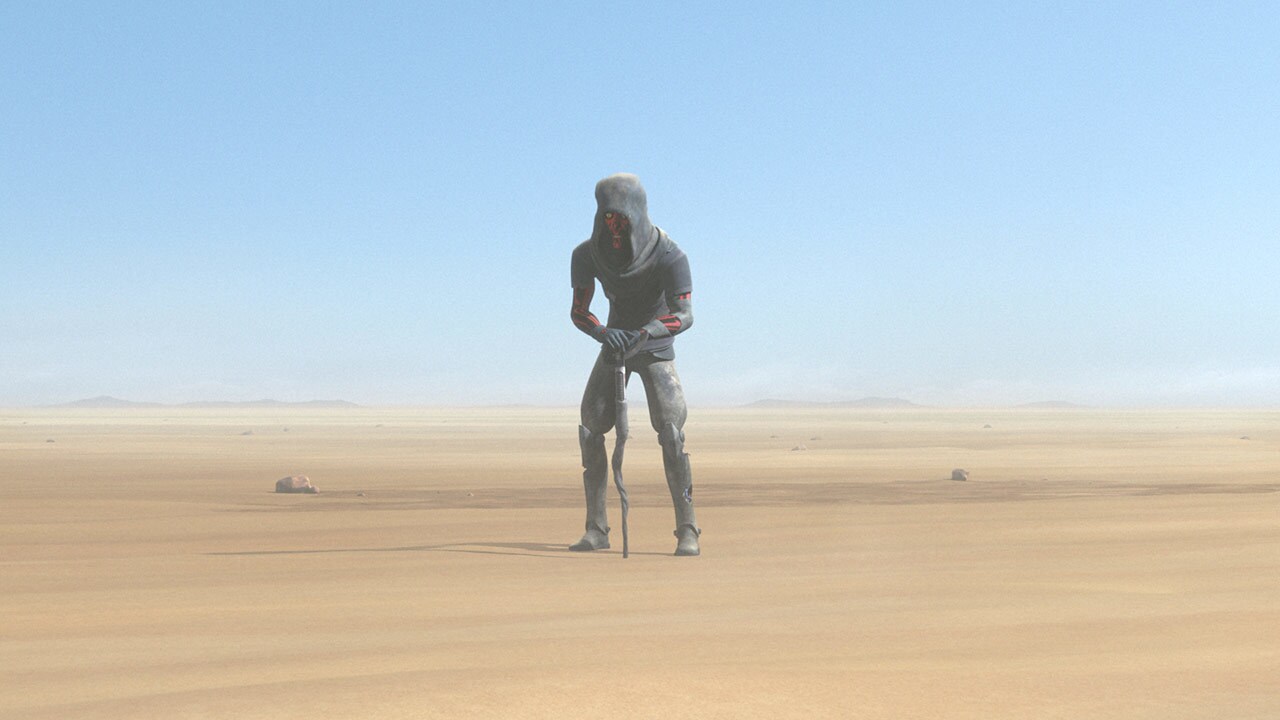 Maul went to Tatooine in search of Kenobi, but wandered the sands hopelessly.