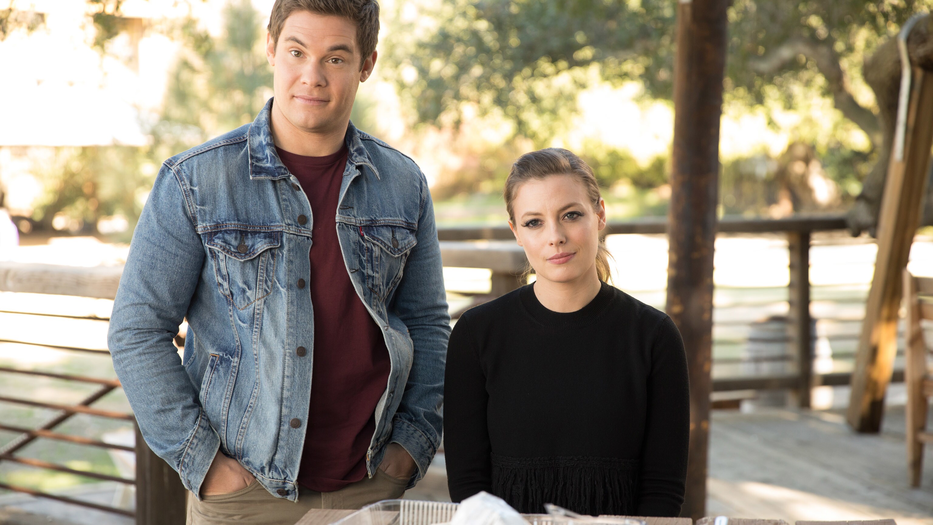 Adam Devine as Andy and Gillian Jacobs as Darkwood in Disney’s MAGIC CAMP. Photo by Justina Mintz. © 2020 Disney Enterprises, Inc. All Rights Reserved. 