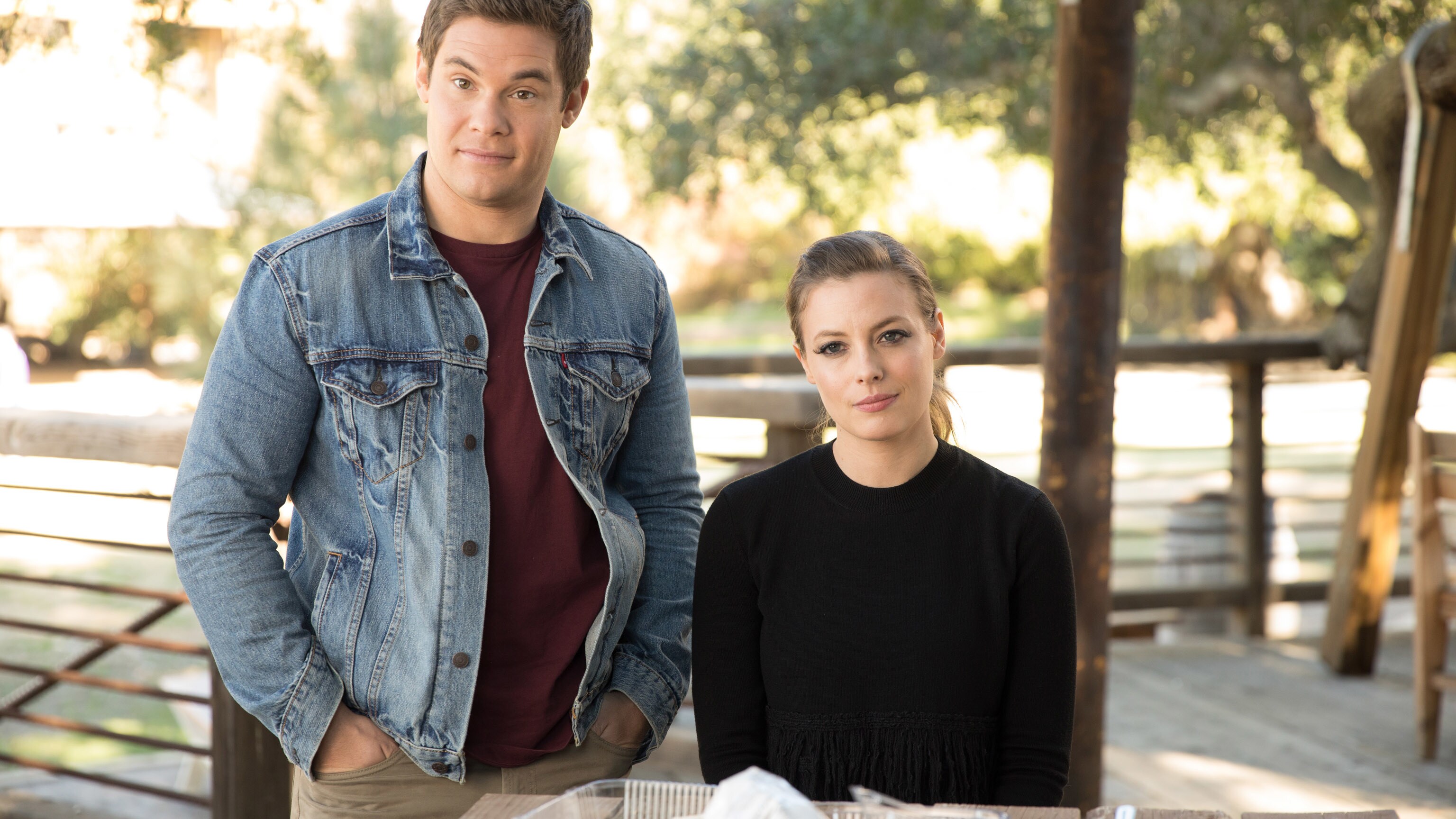 Adam Devine as Andy and Gillian Jacobs as Darkwood in Disney’s MAGIC CAMP. Photo by Justina Mintz. © 2020 Disney Enterprises, Inc. All Rights Reserved.