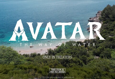 Image of the Avatar: The Way of Water title treatment against a beach background. | Avatar: The Way of Water | Only in theaters | This film has not yet been rated