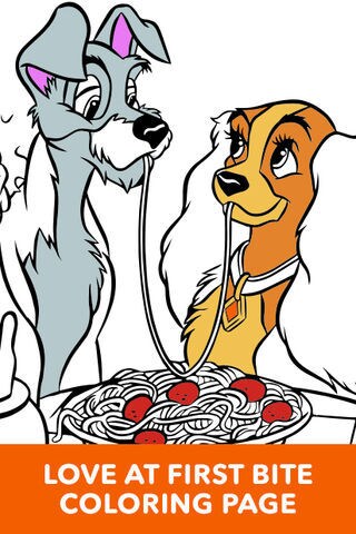 Lady And The Tramp Love At First Bite Coloring Page