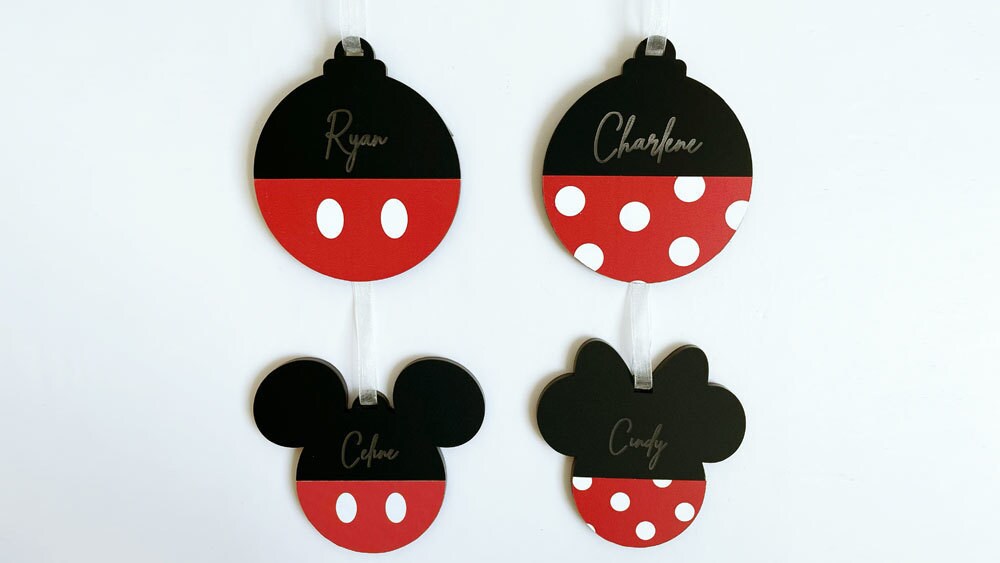 Mickey & Minnie Customisable Ornament with Vinyl Decal by Urban Li’l