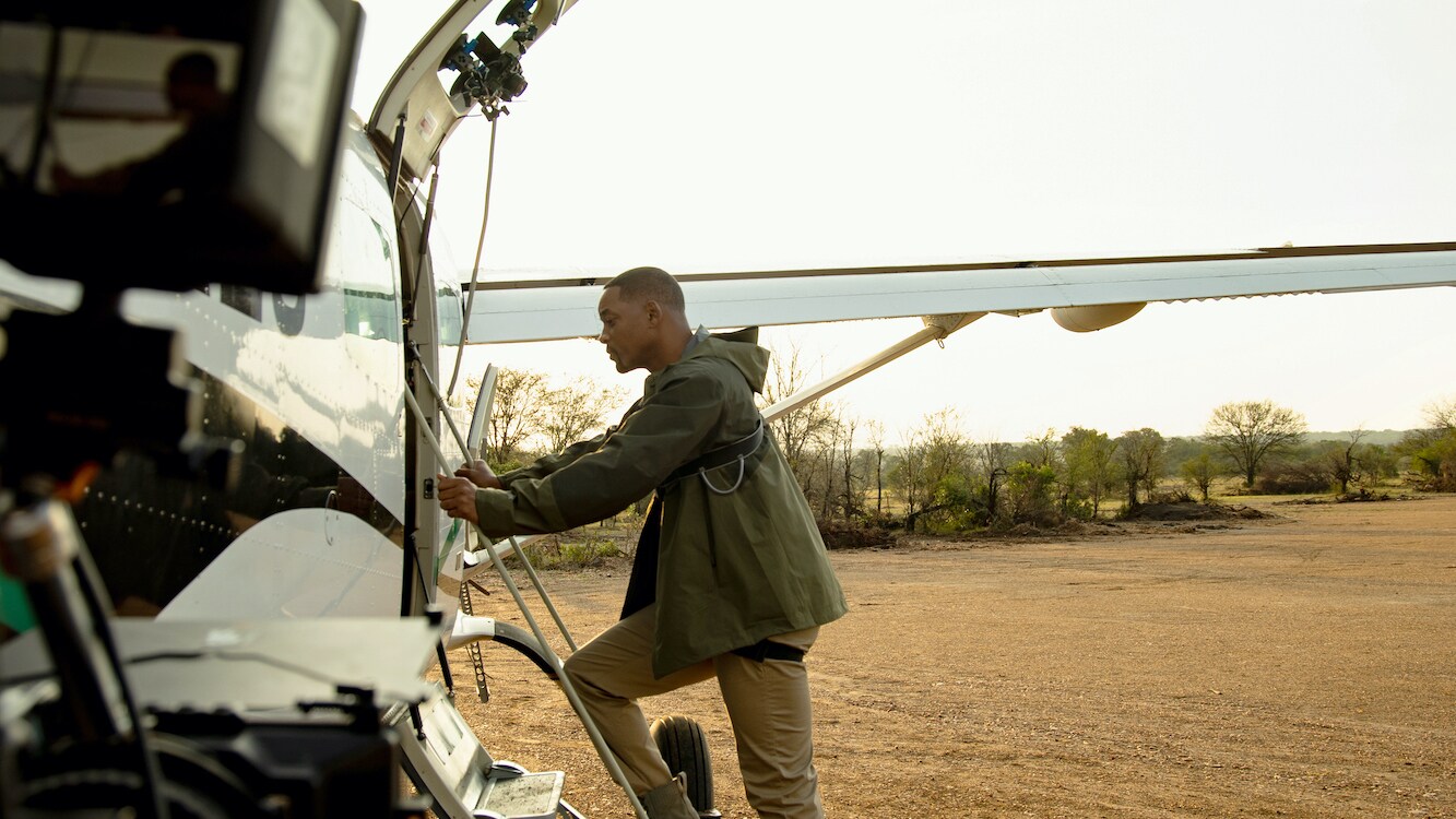 Will Smith travels to the Serengeti to see the migrations.  (National Geographic for Disney+/Kyle Christy)