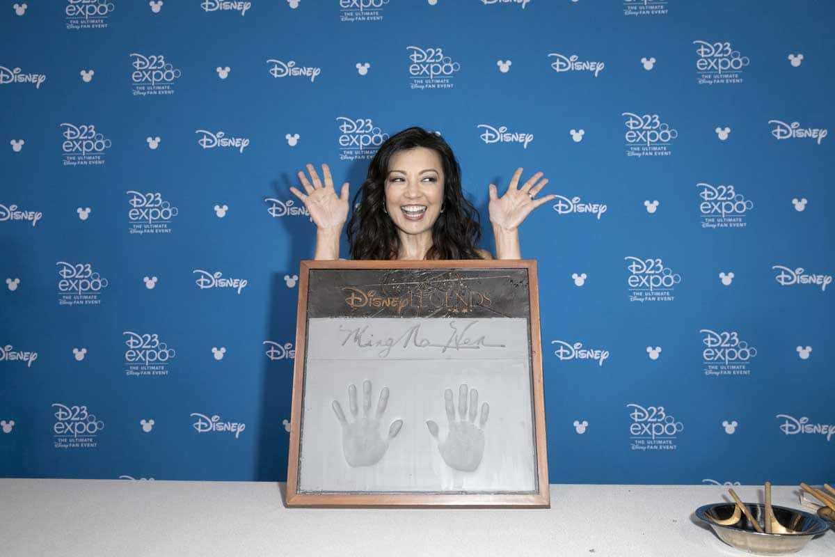 Ming-Na Wen at Disney Legends Awards with cement handprints