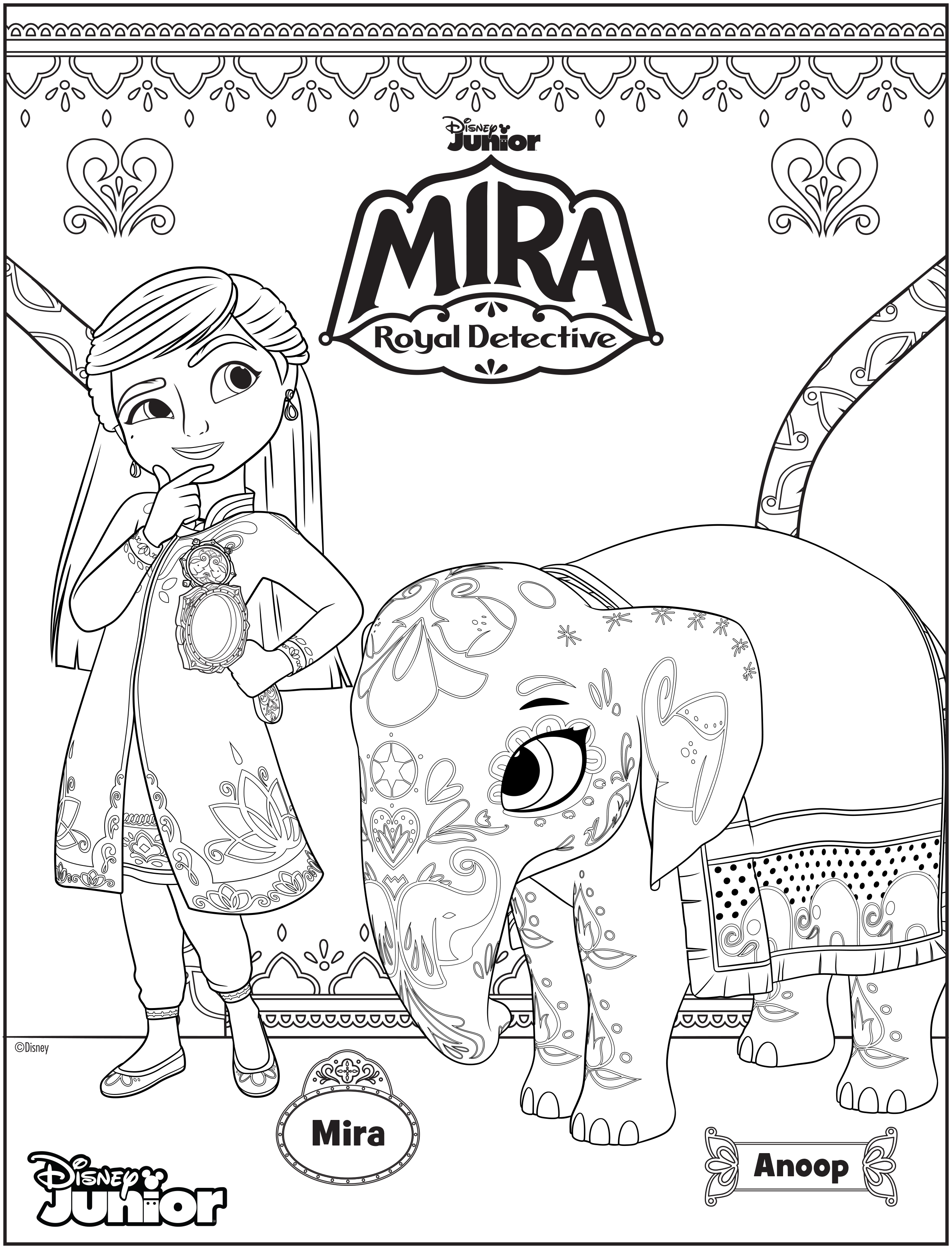 Enjoy These Three Mira, Royal Detective Coloring Sheets!