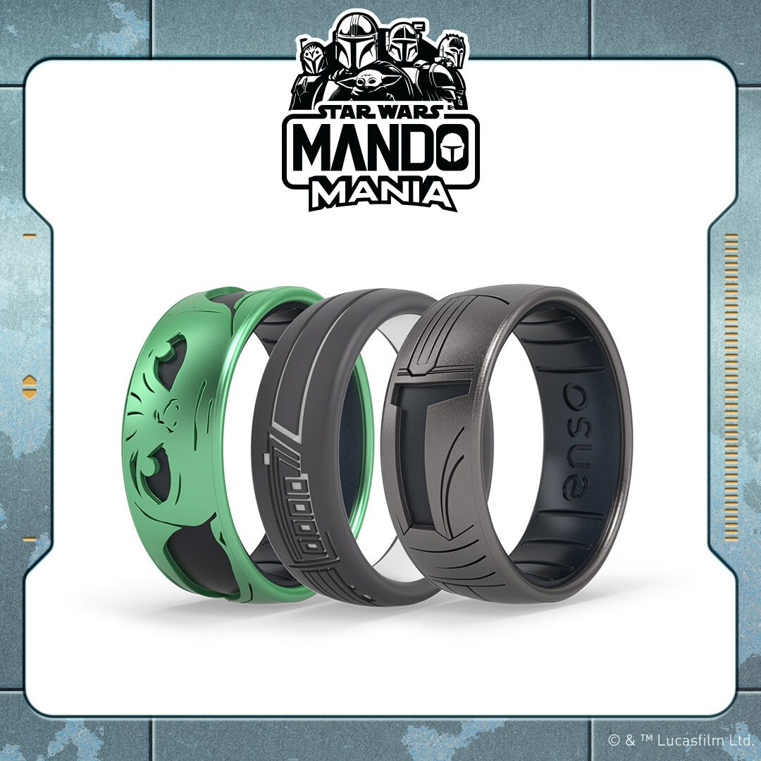 Darksaber, Grogu, and Mando Rings by Enso Rings