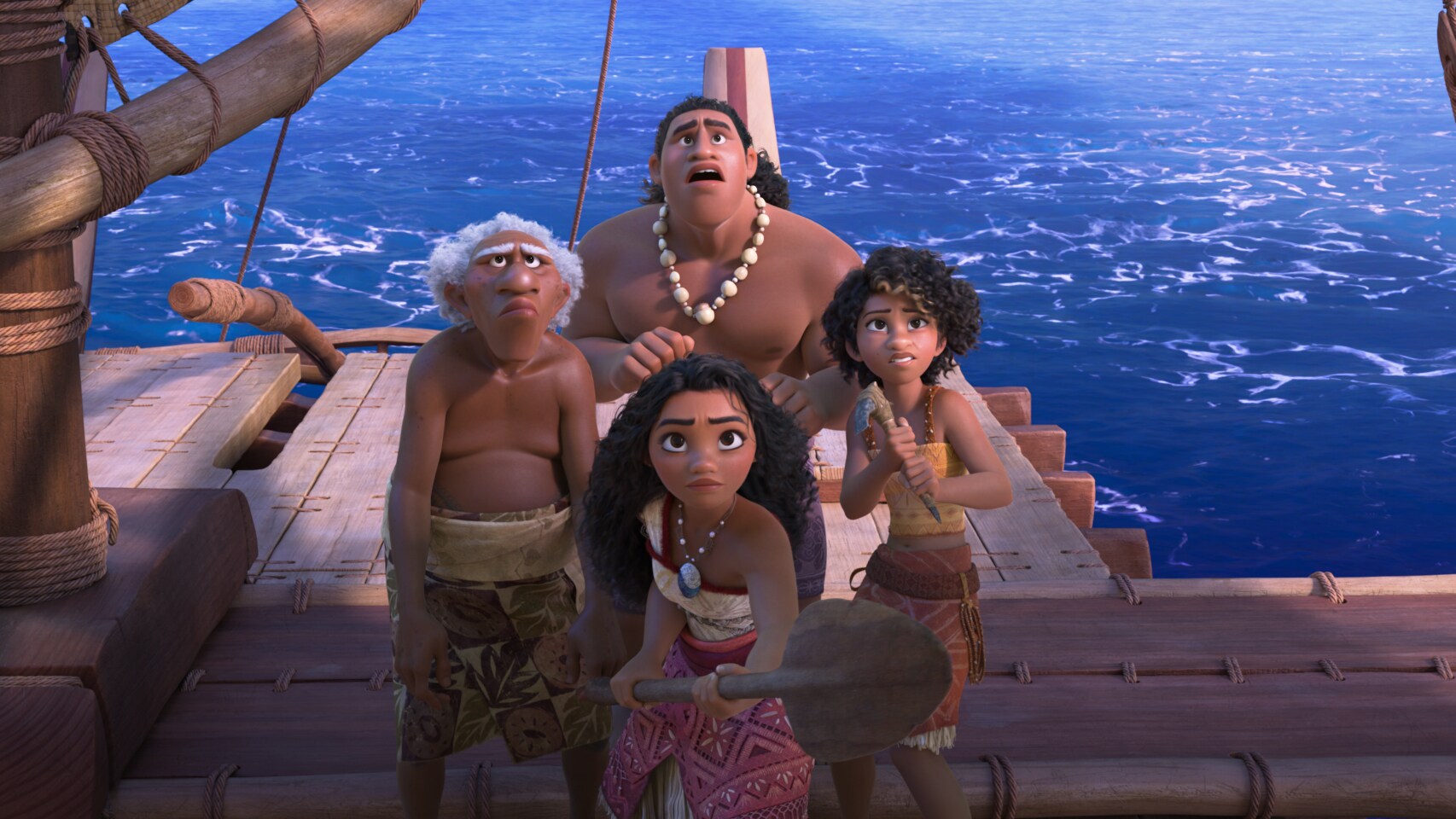 Moana and co on a canoe 