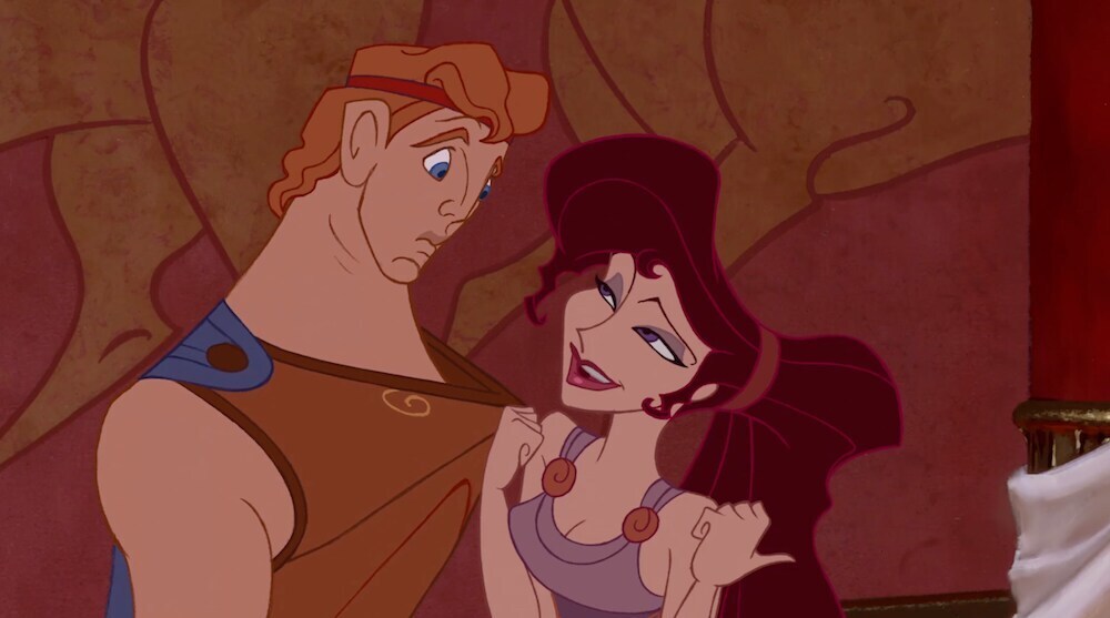 Animated characters Hercules and Meg