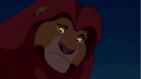 Mufasa talking to Simba (out of view) about bravery