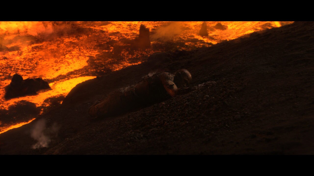 Overcome by his rage, Anakin attacked – and Obi-Wan sheared off his legs and one arm. As the heat...