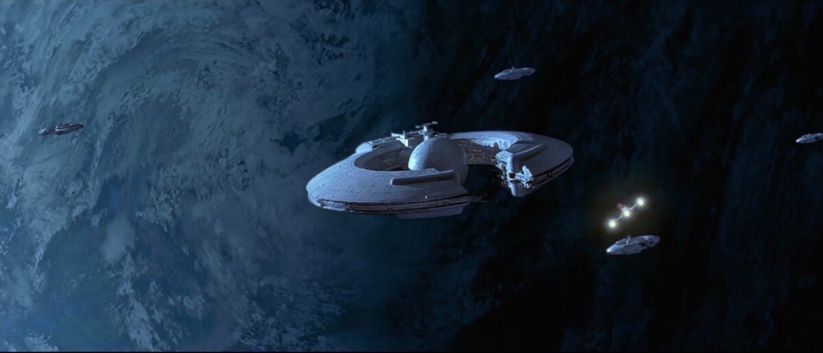 Naboo being blockaded by Trade Federation ships