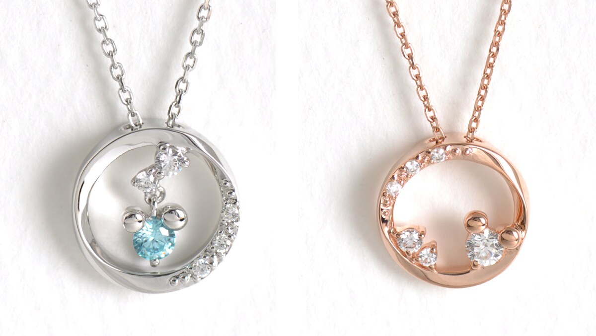 左/ネックレス(ロジウムコーティング)右/ネックレス(ピンクゴールドコーティング)