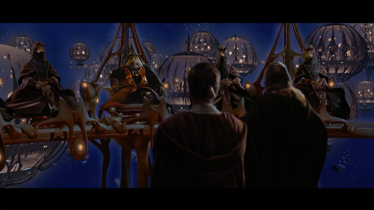 After the Trade Federation invaded Naboo, the Gungan exile Jar Jar Binks brought two Jedi Knights...