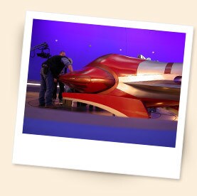 Behind the scenes with Bail Organa's vehicle in Episode III.