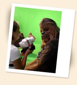 New Wookiees and members of the Creature Shop on set of Episode III.