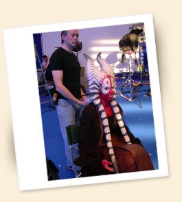 Shaak Ti on set of Episode III.