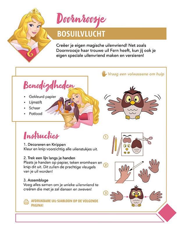 Knutsel een betoverende papieren uil met Doornroosje – perfect voor bosliefhebbers!