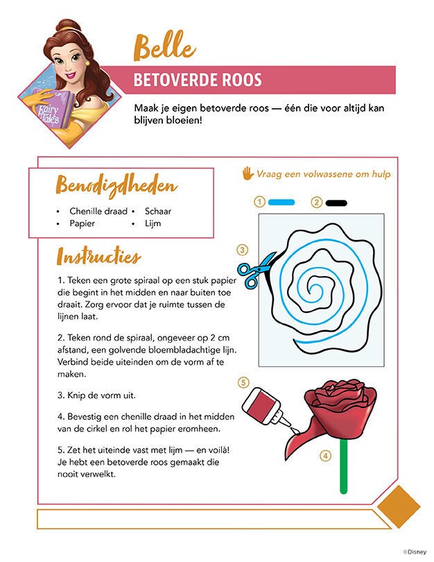 Knutsel een betoverde roos van papier met Belle – een magisch project!