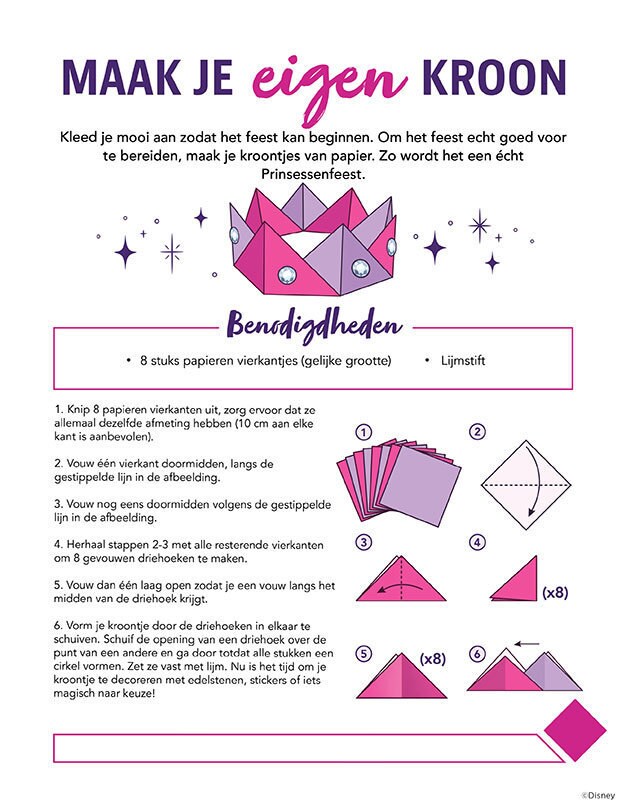 Maak je eigen kroon met vierkante stukjes papier en lijm – een leuke knutselactiviteit!
