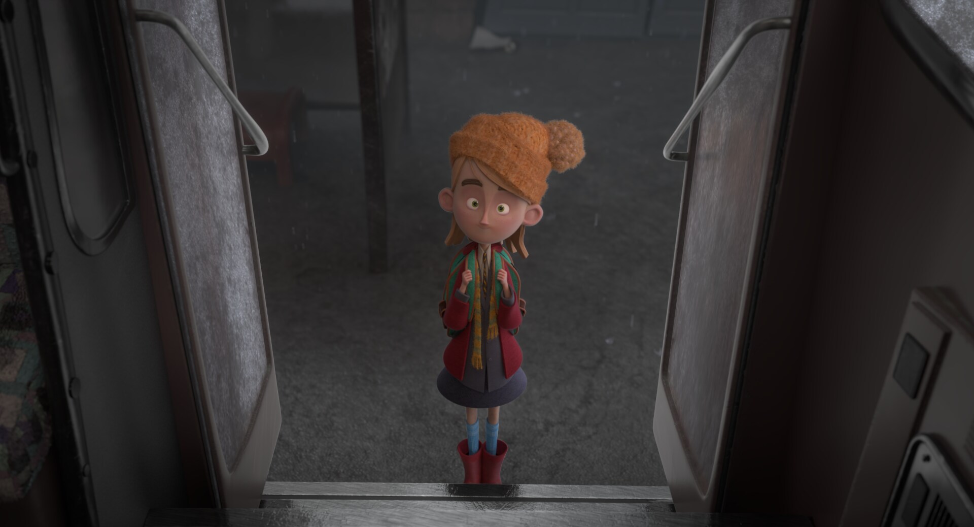 girl stands at the entrance of a train in "no. 2 to kettering" short