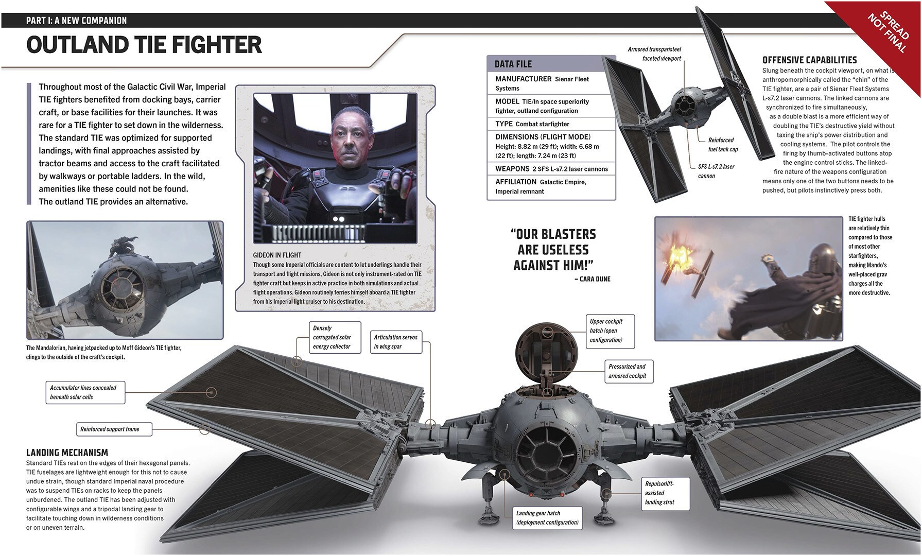 The Art of The Mandalorian and Grogu - Outland TIE fighter page.