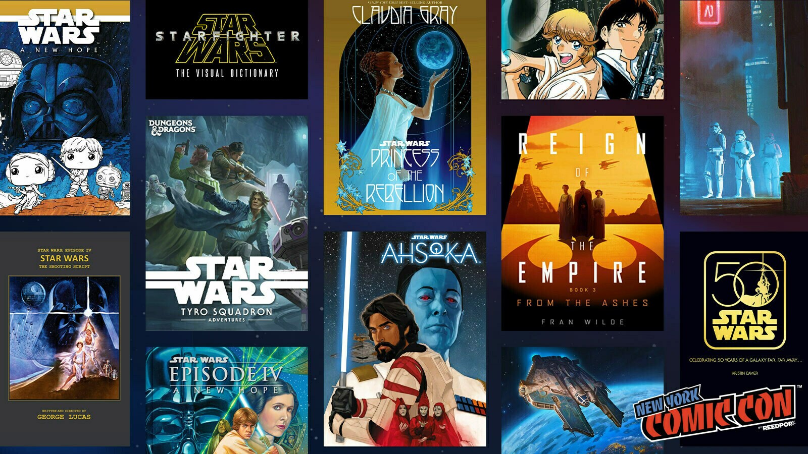 Lucasfilm Publishing NYCC 2026 book and comic covers