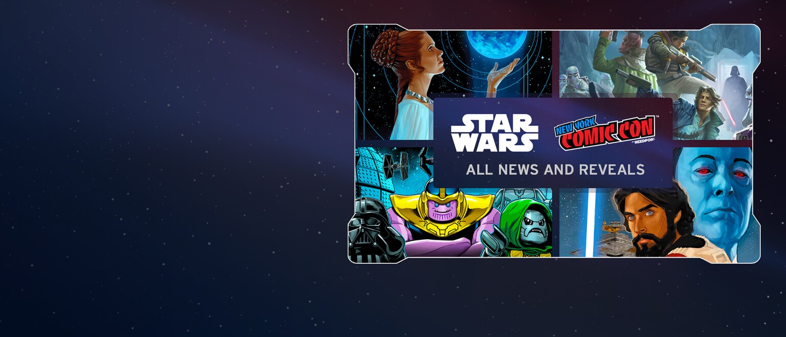 Collage of Star Wars reveals from New York Comic Con