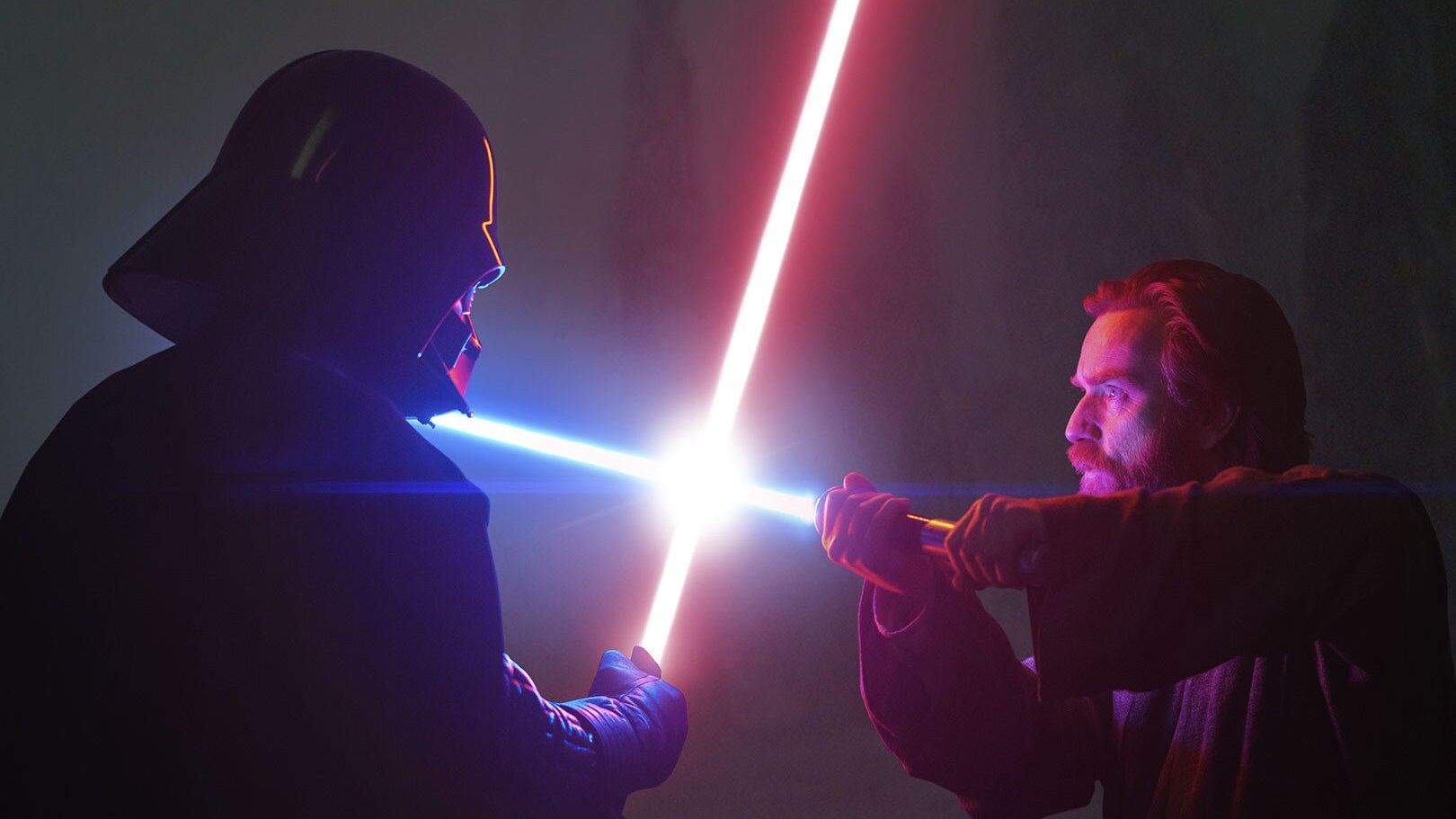 Kenobi and Vader meet on a nearby world of rocky spires. They ignite their lightsabers, and the b...
