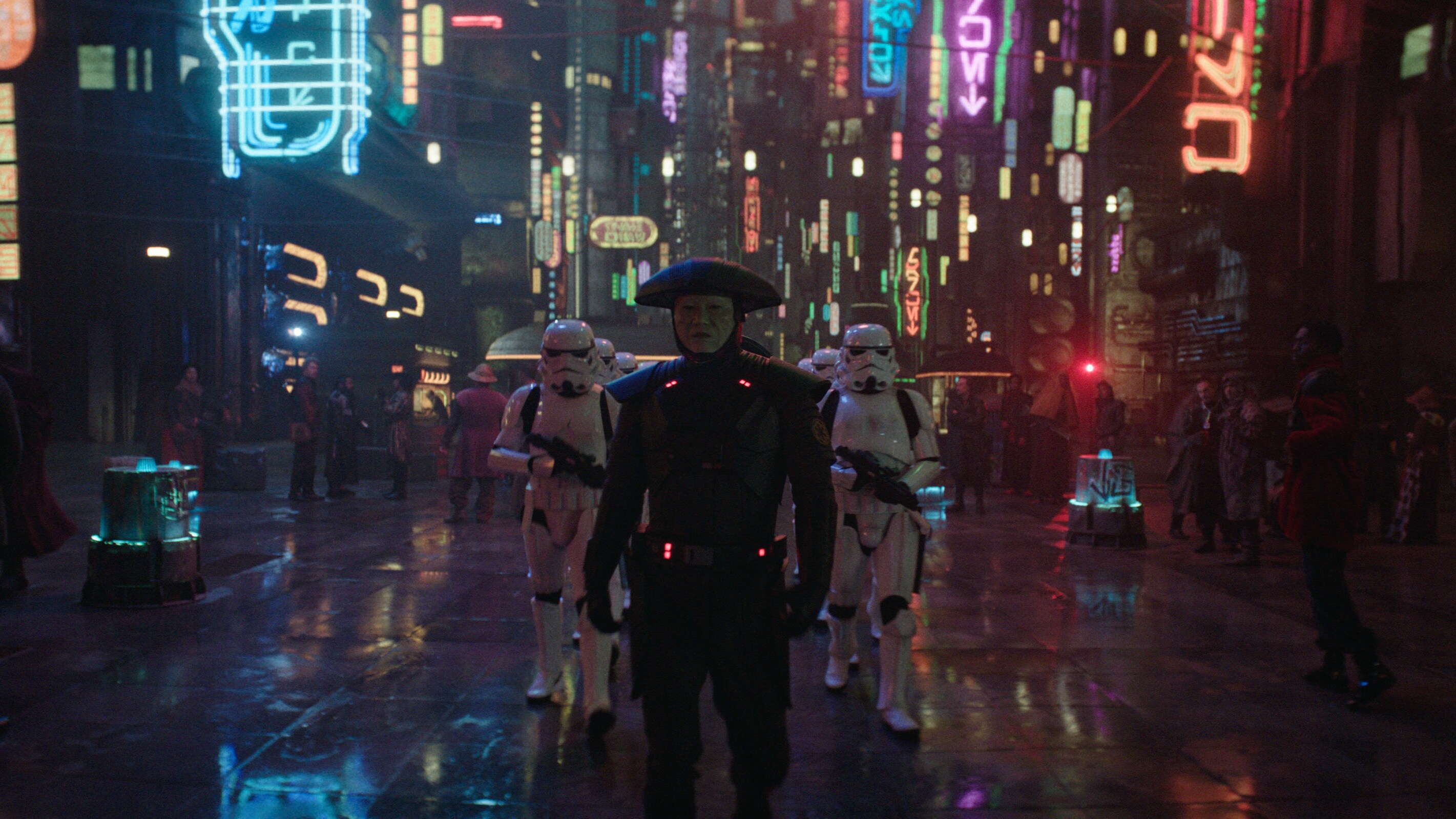 Fifth Brother (Sung Kang) and Stormtroopers in Lucasfilm's OBI-WAN KENOBI, exclusively on Disney+. © 2022 Lucasfilm Ltd. & ™. All Rights Reserved.