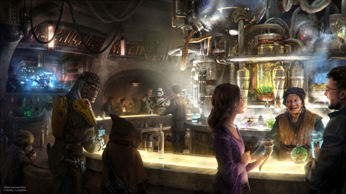 Concept art for Oga’s Cantina at Star Wars: Galaxy’s Edge