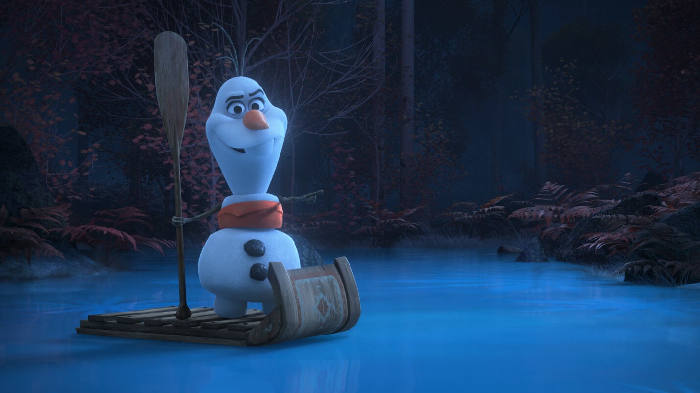 In Walt Disney Animation Studios’ new series of shorts “Olaf Presents,” Olaf steps into the spotlight and goes from snowman to showman as he takes on the roles of producer, actor, costumer and set builder for his unique “retelling” of five favorite Disney animated tales including “Moana.” In the short, the versatile snowman appears as Moana, among other characters. Debuting exclusively on Disney+ Nov. 12, “Olaf Presents” features the voice of Josh Gad as Olaf. Disney animator Hyrum Osmond directs, and Jennifer Newfield produces. © 2021 Disney. All Rights Reserved.