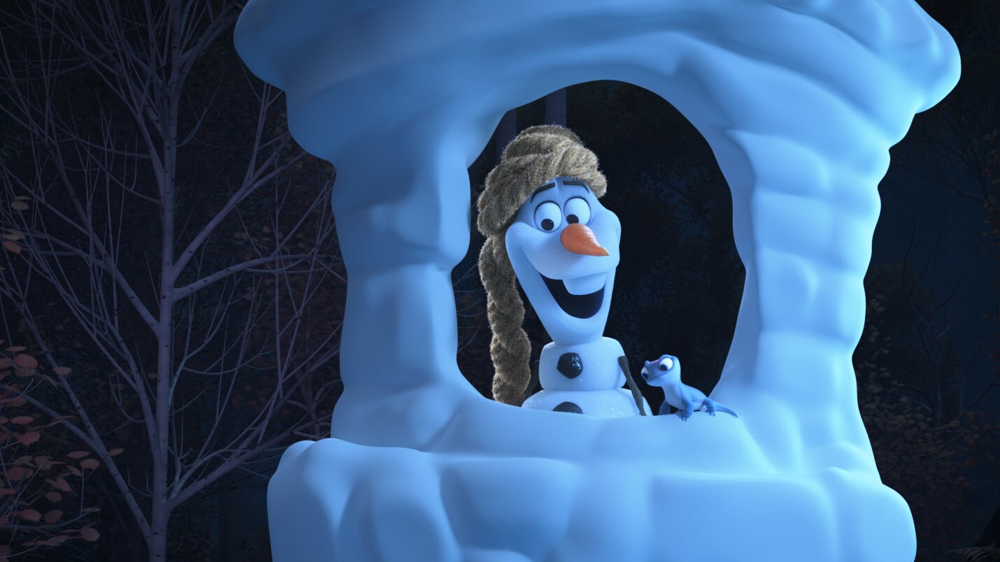 In Walt Disney Animation Studios’ new series of shorts “Olaf Presents,” Olaf steps into the spotlight and goes from snowman to showman as he takes on the roles of producer, actor, costumer and set builder for his unique “retelling” of five favorite Disney animated tales including “Tangled.” In the short, Olaf lets down his hair as Rapunzel, among other key characters. Debuting exclusively on Disney+ Nov. 12, “Olaf Presents” features the voice of Josh Gad as Olaf. Disney animator Hyrum Osmond directs, and Jennifer Newfield produces. © 2021 Disney. All Rights Reserved.