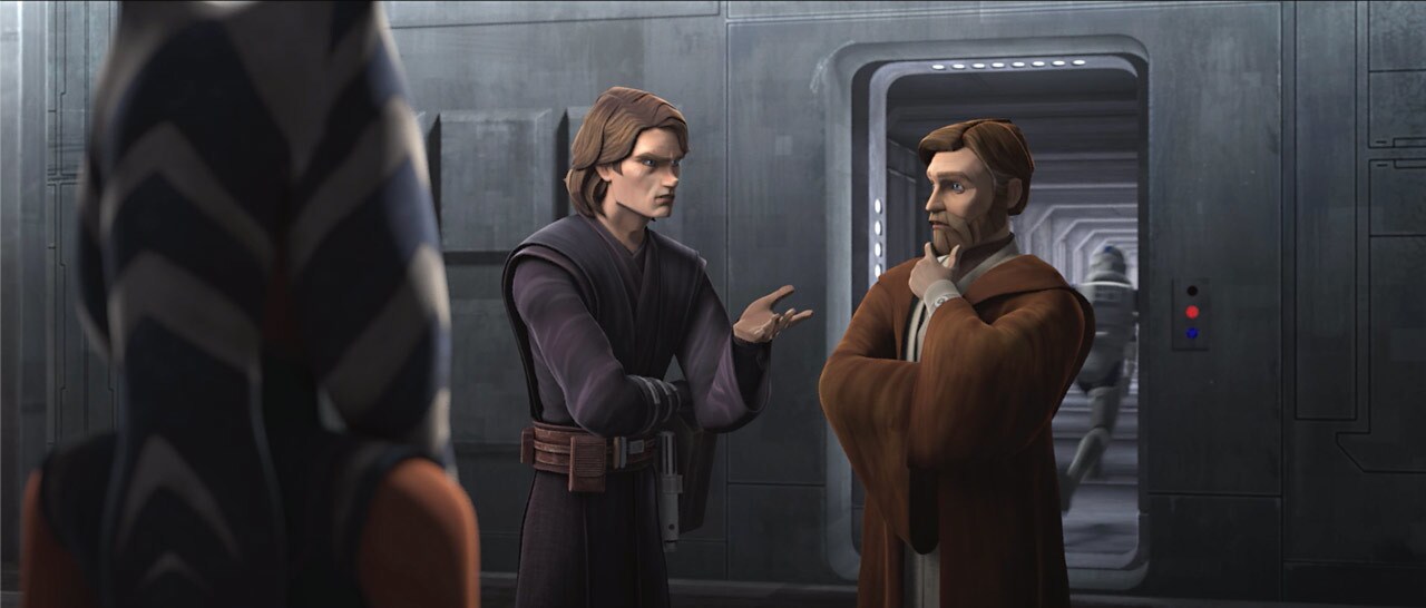 Obi-Wan races into the room. They're jumping to hyperspace immediately, only not to Mandalore -- ...
