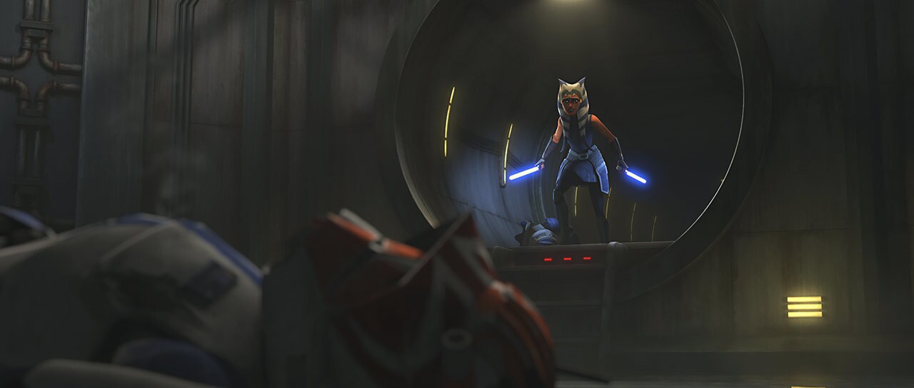 Maul's loyal Mandalorians track Ahsoka and the clones in the tunnels -- before finally launching ...