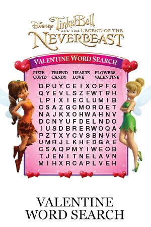 Tinker Bell and the Legend of the NeverBeast Activity - Valentine Word Search
