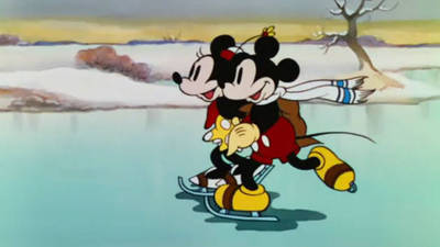 mickey and minnie ice skating