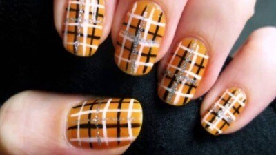 Pretty Plaid Halloween Nails