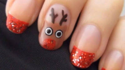 Holiday Reindeer Nail Art