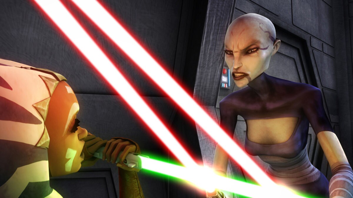 Asajj Ventress duels Ahsoka Tano Asajj Ventress duels Ahsoka Tano