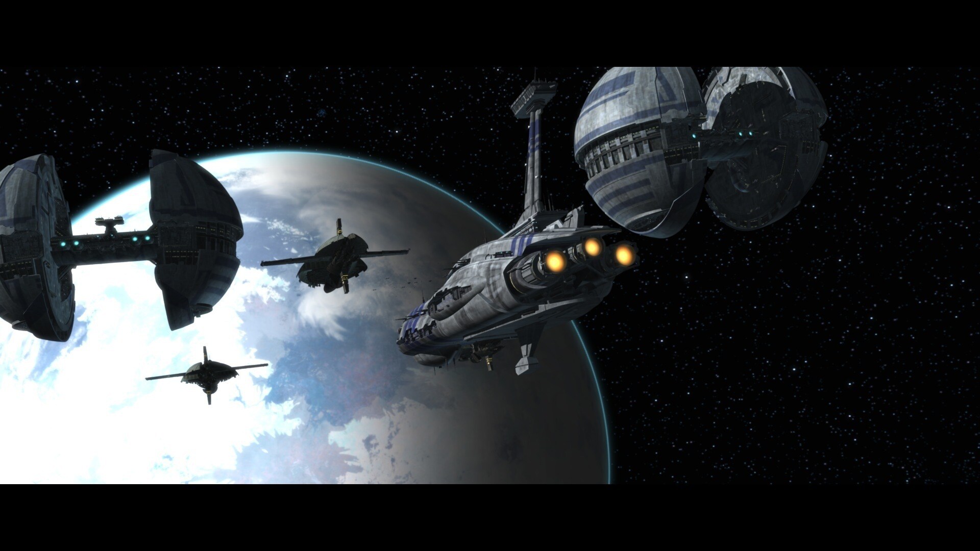 The Separatist fleet soars through space towards Scipio. From the bridge of the command dreadnoug...