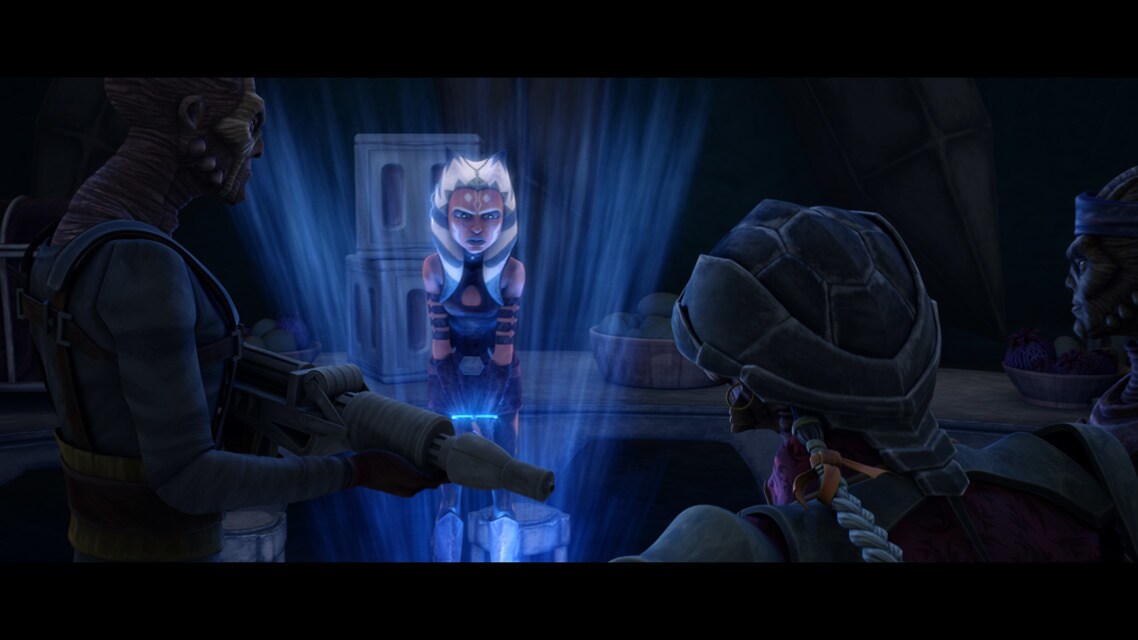 Held captive by Hondo and his greedy band of pirates, Ahsoka appears tired and strained. She impl...