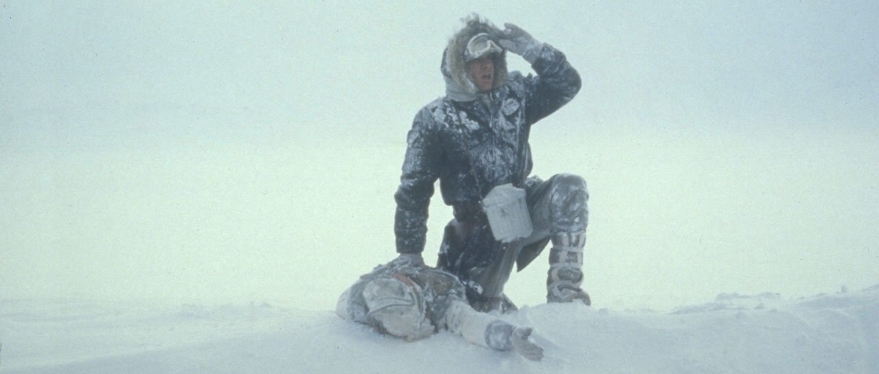 Han finally locates Luke, who is suffering from the wampa attack and the extreme cold. After his ...