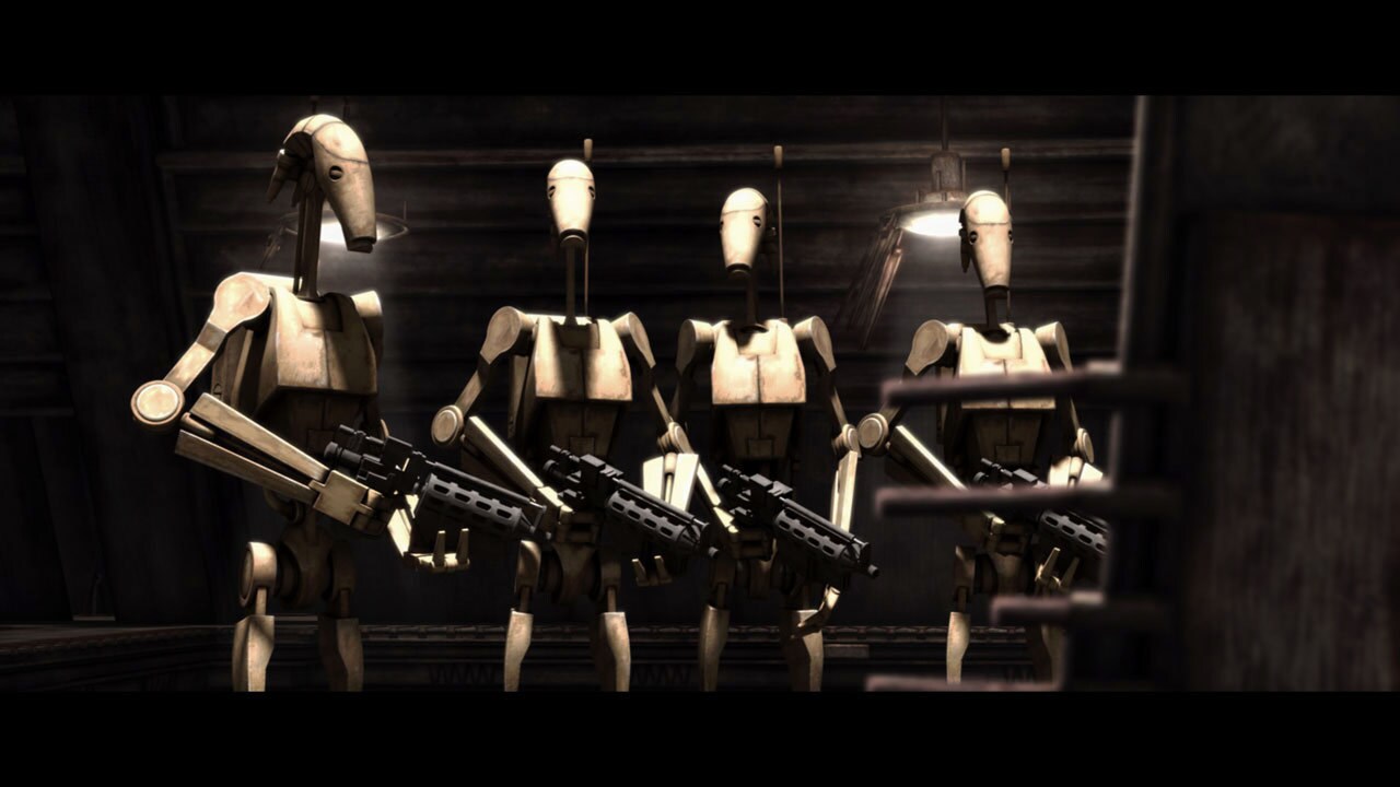 They approach the only lit chamber in the maze of dark passageways. Nute Gunray's unmistakable vo...