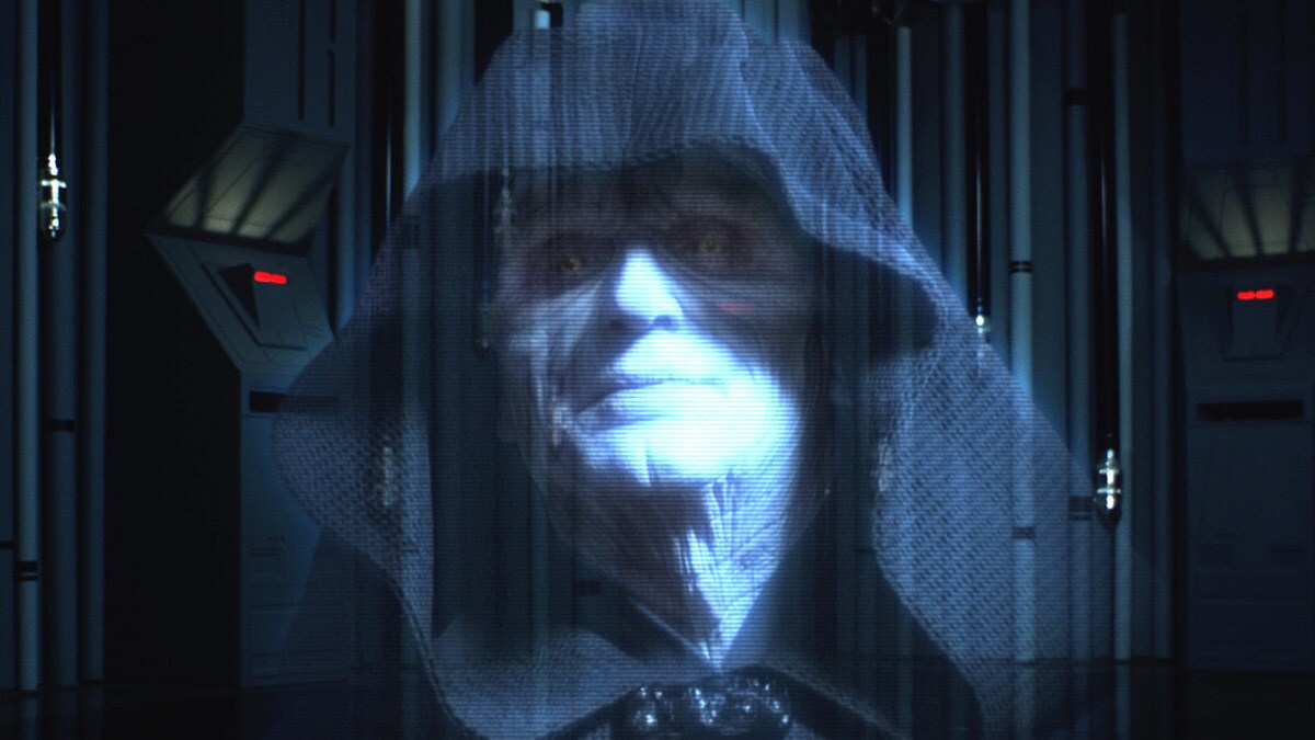 Darth Sidious during a holocall with Darth Vader