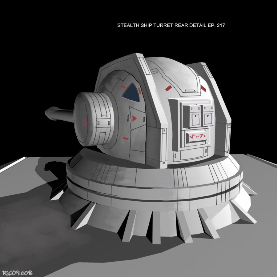 Concept art of the stealth ship turret rear detail