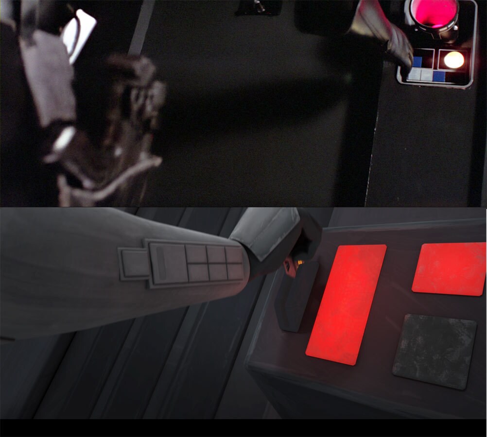 The shot of Tarkin entering Ahsoka's cell is framed in the same manner as Darth Vader entering Pr...