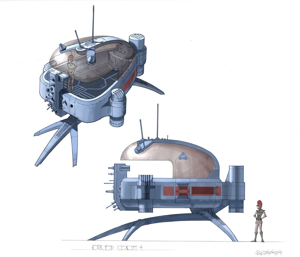 Concept art of Dr. Boll's hover pod