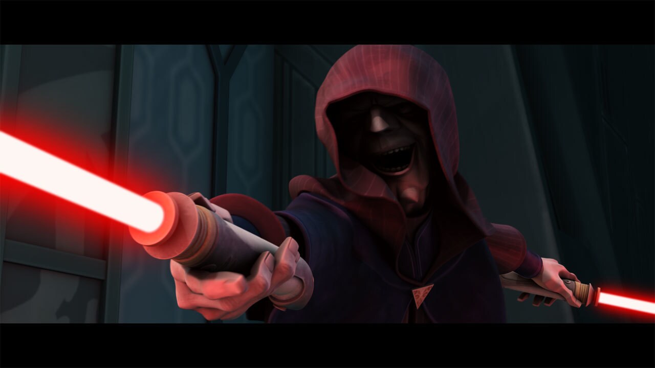 That Darth Sidious fights with two lightsabers is evident in Episode III -- he has two lightsaber...